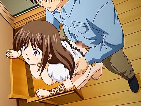 Long haired cutie caught for hentai fuck 