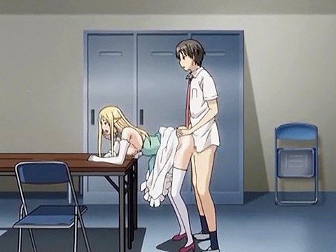 Hentai blondie squealing on the humongous dick 