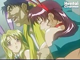 Shy hentai babes are tied up and brutally pounded 