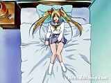 Venereal blondy hentai sweetie in pigtails giving felatio to an experienced man 