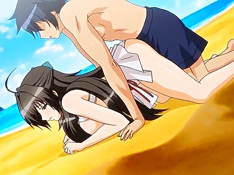 lover fucking his anime woman on the beach 